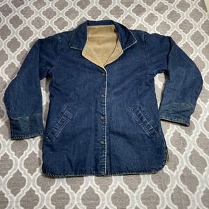 Unbranded Denim Jacket Chore Coat Mens M Blue Corduroy Lined Vintage Barn